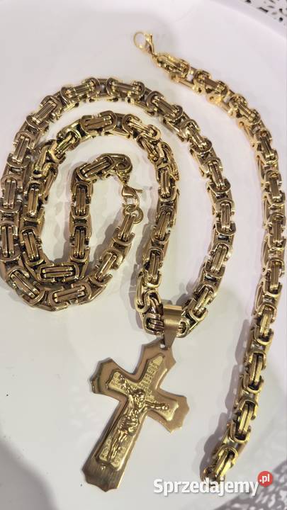 Komplet męski łańcuszek bransoletka i krzyż Wolsztyn sprzedam