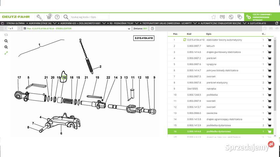 tulejka dystans stabilizatora CBM DeutzFahr Koszanowo