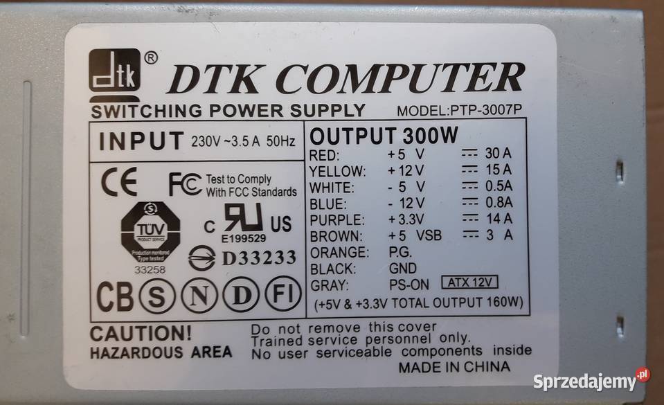 Zasilacze komputerowe różne modele 300W Warszawa sprzedam