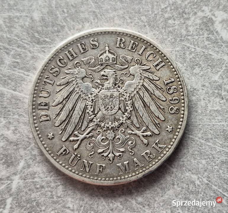 3 NIEMCY BAWARIA srebro 5 Marek 1898 r D Wola Kruszyńska