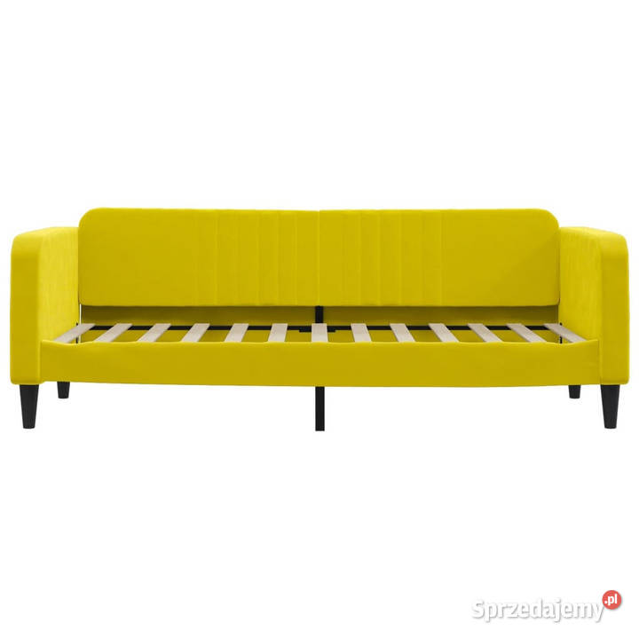 Sofa z funkcją spania żółta obita aksamitem 90cm Warszawa