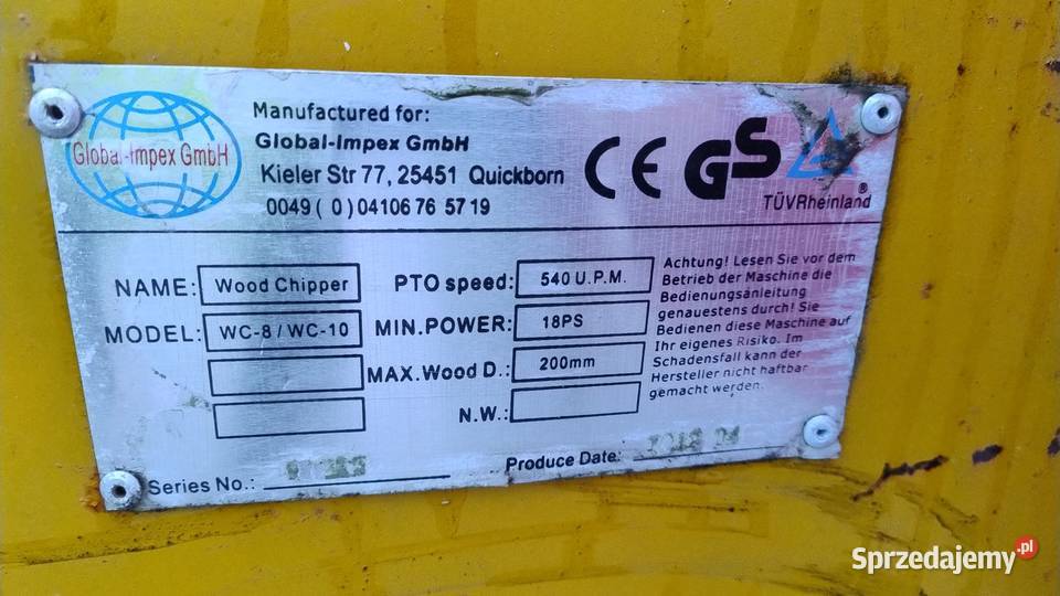 Rębak Do Gałęzi Wood Chipper WC8 Oryginał Wom nieuszkodzony wielkopolskie Kowale Pańskie