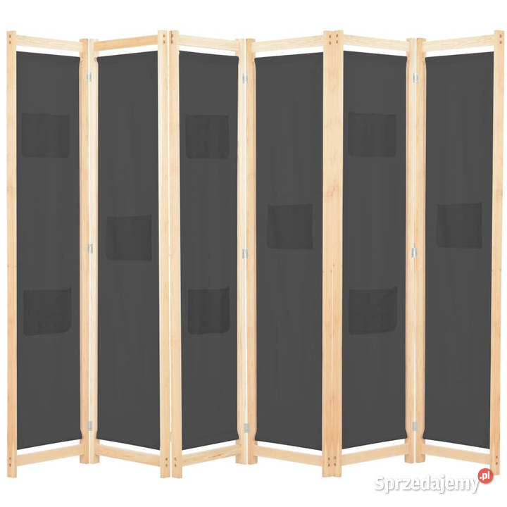Parawan 6panelowy szary 240 x 170 x 4 tkanina Pozostałe Warszawa