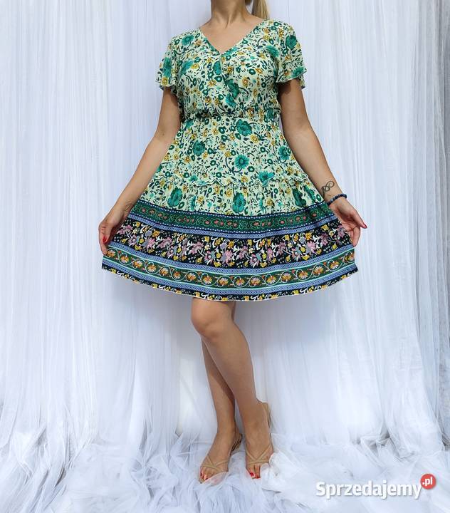 Kolorowa sukienka letnia S 36 boho bohemian Szczecin sprzedam