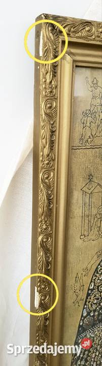 Stary duży obraz MB Częstochowskiej szkłem śląskie sprzedam