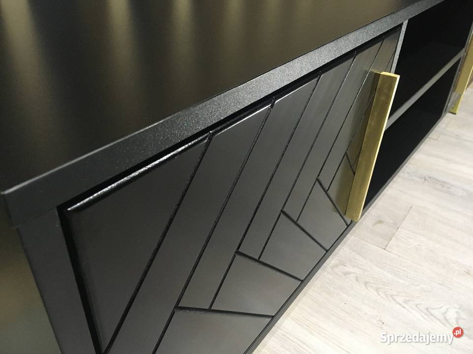 Szafka sideboard 150 czarna fronty jodełka Warszawa