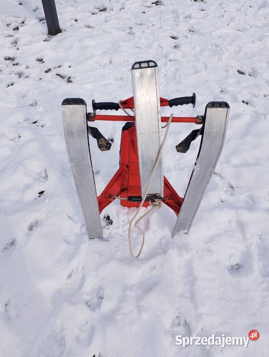 Nartosanki Skibob metalowe czerwone PRL Jaworzno
