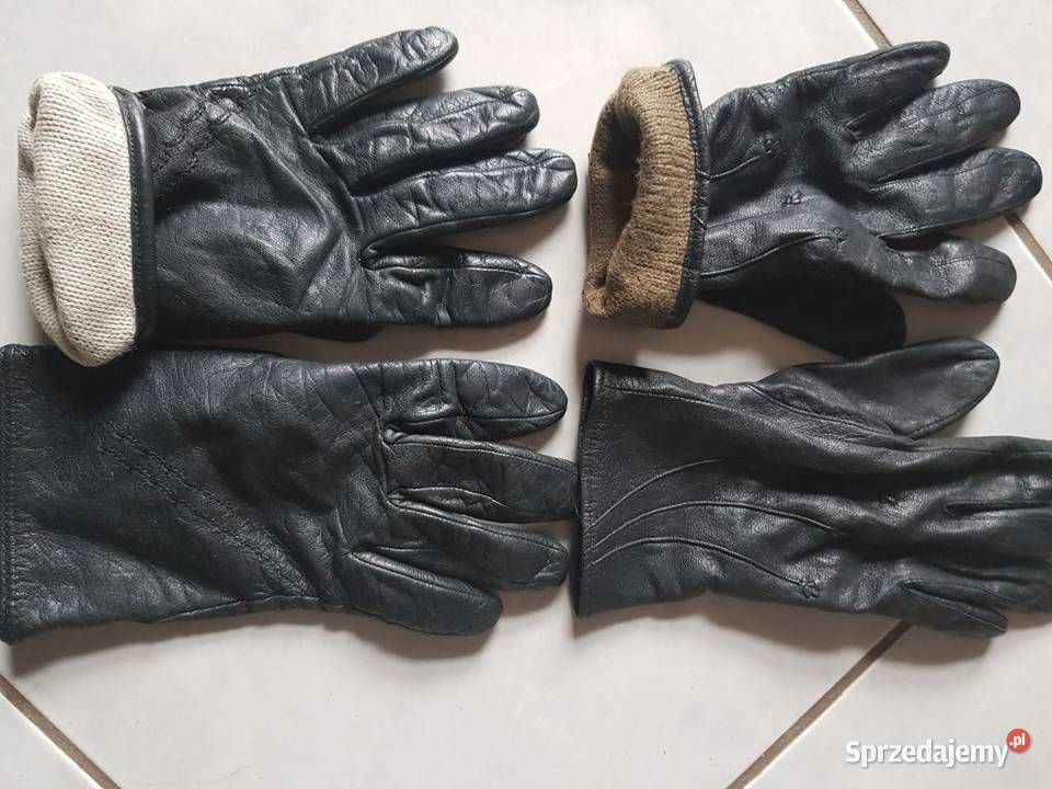 2 pary skórzane skórkowe rękawiczki damskie Kielce