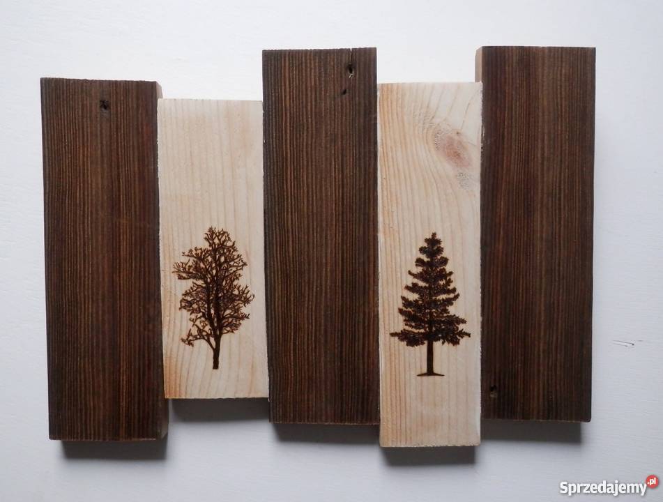 Obraz czarnobiały ręcznie wykonany Motyw LAS Szczecinek