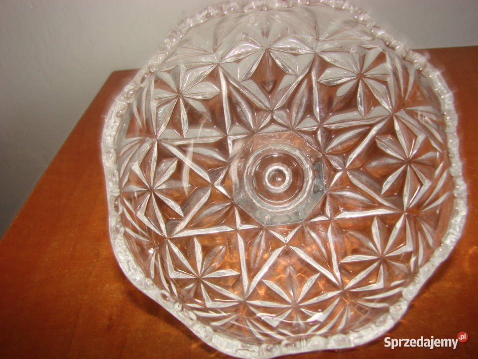 szklana pokrywka cukiernicy PRL Pruszcz Gdański