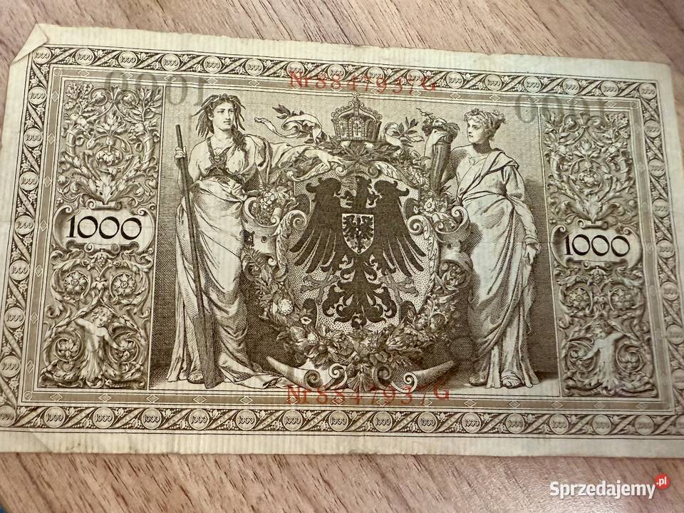 Niemcy 1000 Marek 1910 oryginalny banknot Gliwice