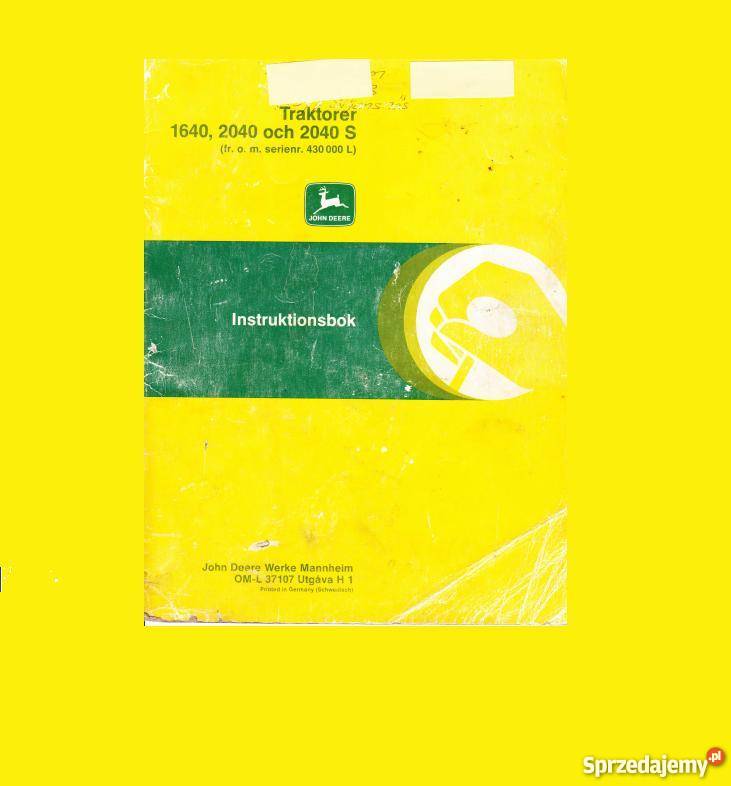 JOHN DEERE 164020402040S INSTRUKCJA OBSLUGI Rolnictwo Kielce