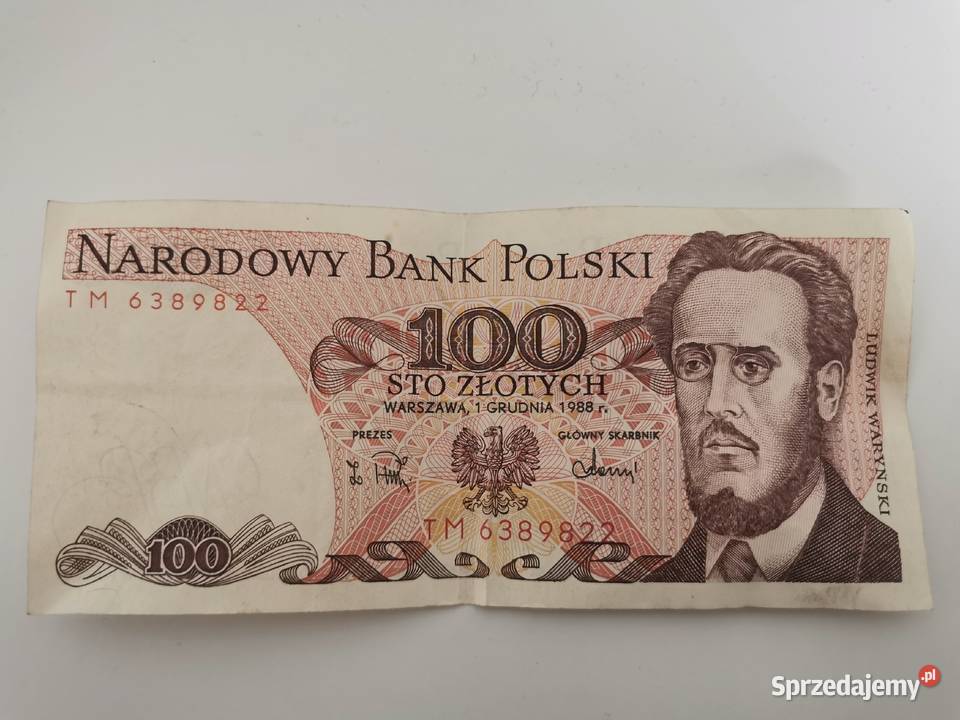 Stary Banknot 100 zł PRL Ludwik Waryński 1988 r