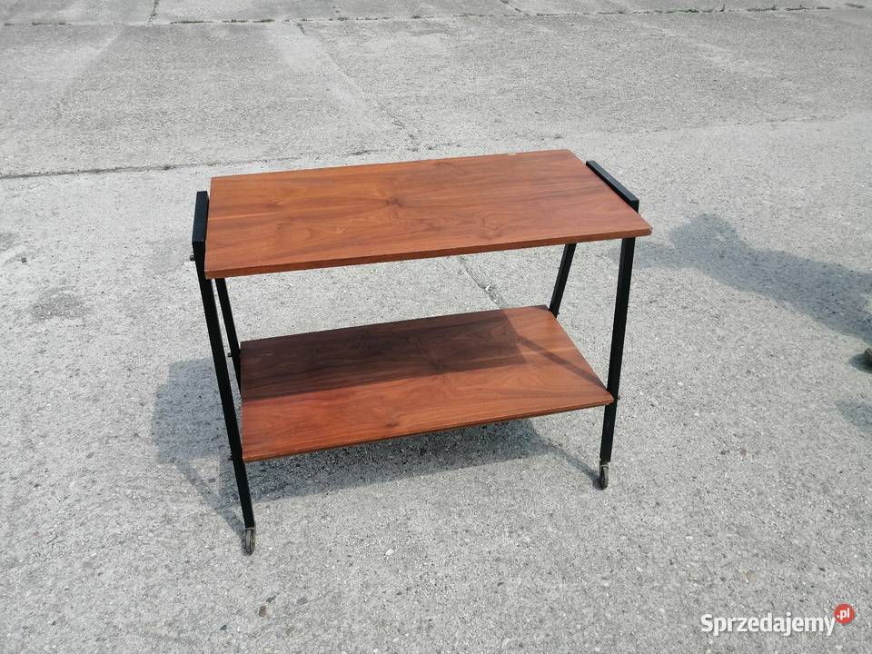 Stolik RTV Patyczak na kółkach PRL vintage Legnica