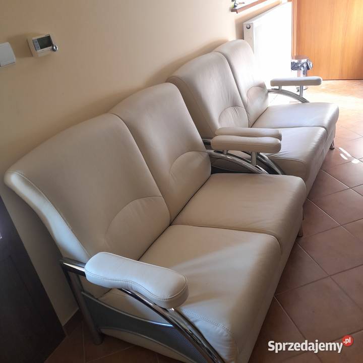 Sofa dwuosobowa skórzana komplet 2 sztuki 128cm Rzeszów sprzedam