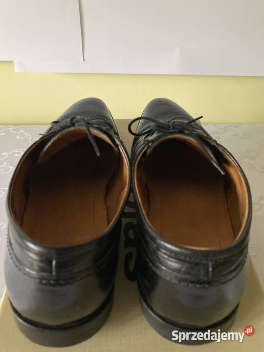 Półbuty Skórzane Wizytowe Elegankie Premium czarny Półbuty śląskie