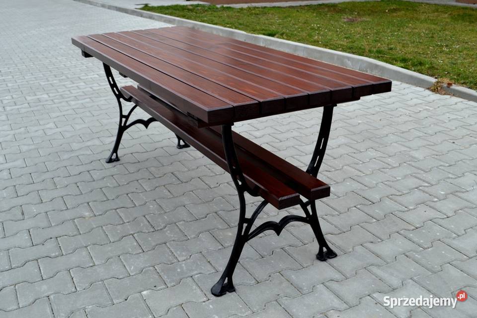 Stół ogrodowy kawowy malowany drewno żeliwo W052 małopolskie Tarnowiec