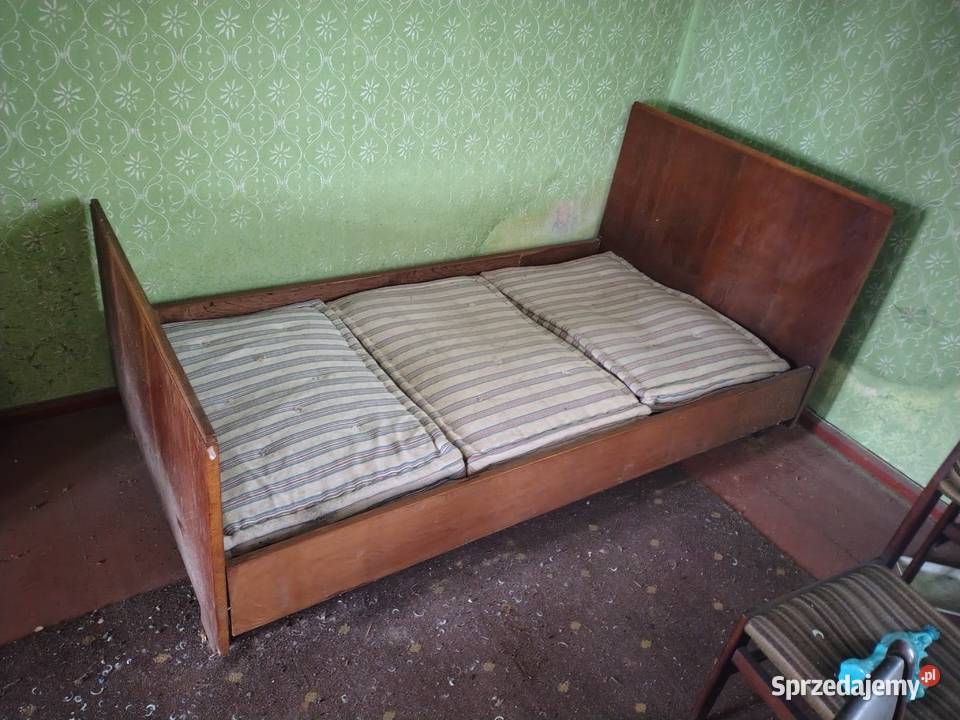 przedwojenne łóżko z materacem antyk rama łożka Meble wielkopolskie Krotoszyn