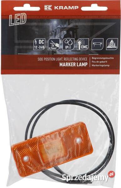 Lampa obrysowa LED prostokątna 1224V z przewodem Kamionna