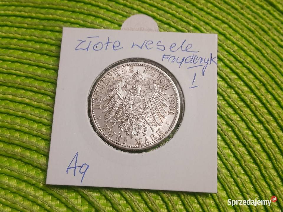 moneta srebrna Niemiec Badenia z 1906r podlaskie Łomża sprzedam