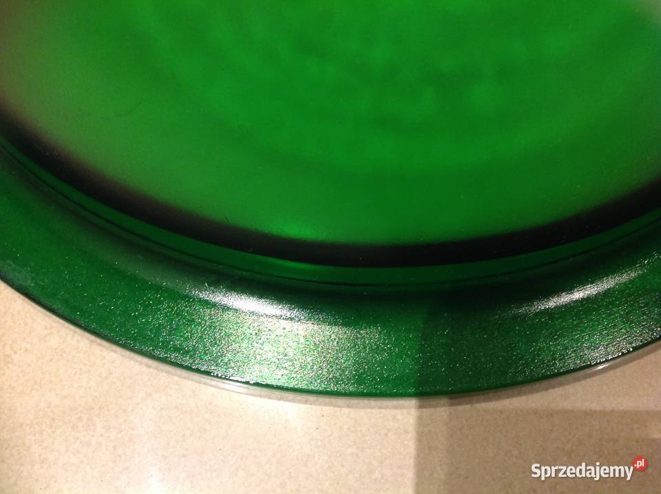 Stara Duża Misa grube zielone szkło Dekoracja odcienie zieleni Nowa Sól