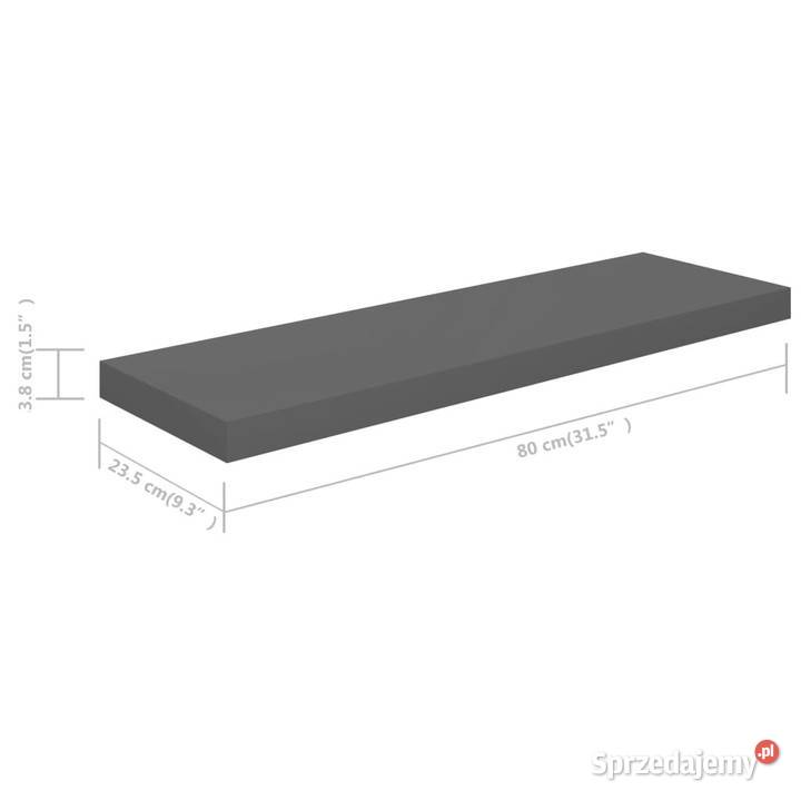 Półka ścienna wysoki połysk szara 80x235x38 MDF