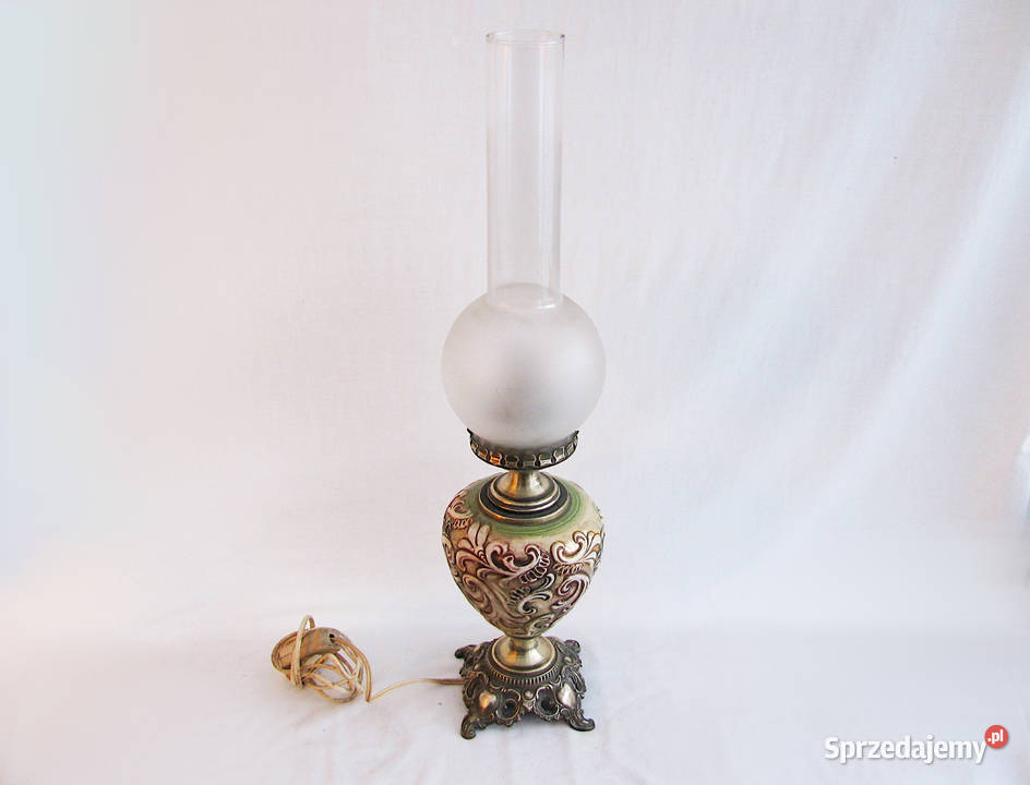 Piękna Stara Ceramiczna Lampka Antyk