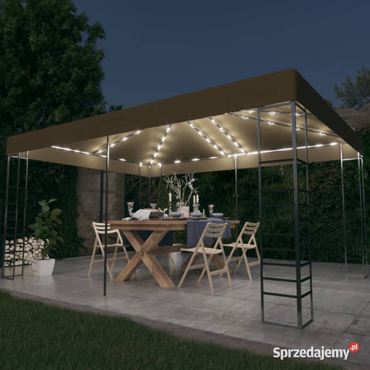 Altana ze sznurem lampek LED 3x4 m kolor taupe Warszawa
