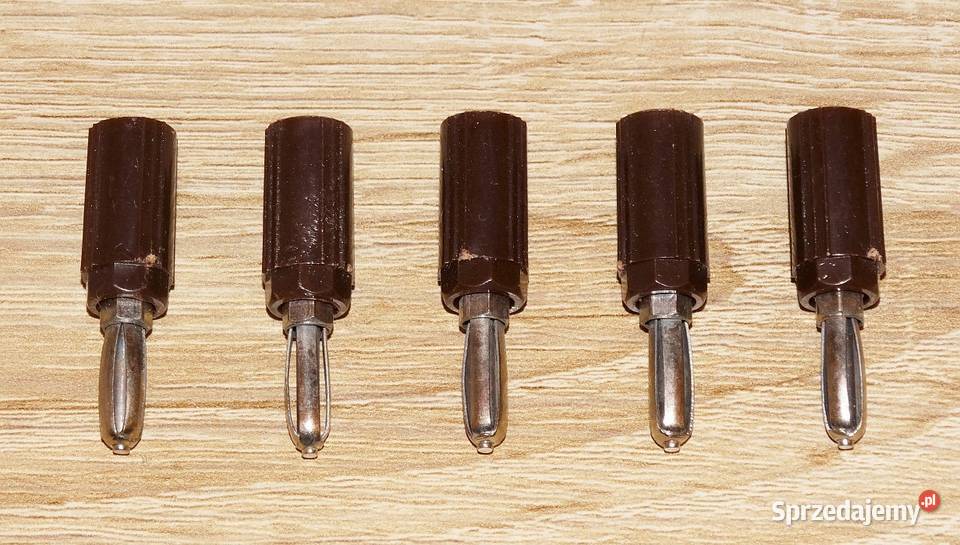 Wtyki bananowe 4 mm sprężyste skręcane brązowe śląskie