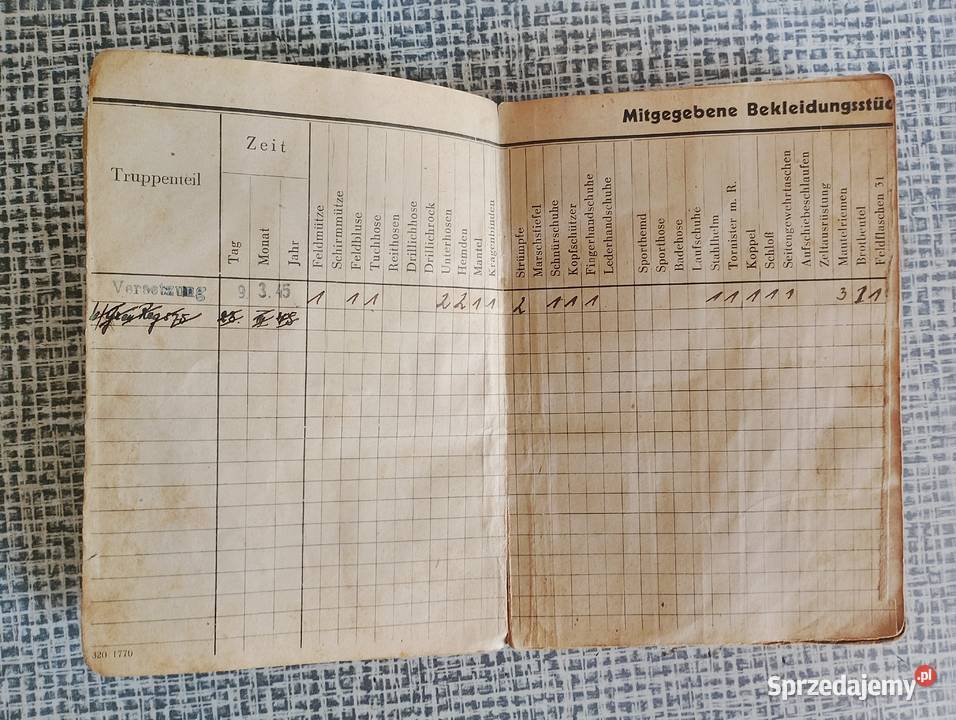 Oryginalny SOLDBUCH ks wojskowa Rzesza Wehrmacht śląskie sprzedam