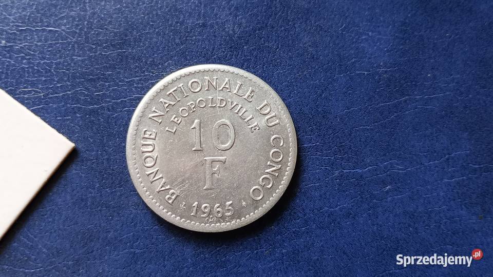 Stare monety 10 frank 1965 Kongo Lesko