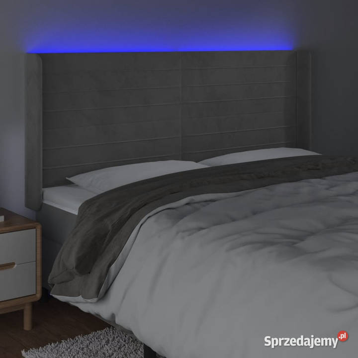 Zagłówek do łóżka z LED jasnoszary 203x16x118128 mazowieckie Warszawa