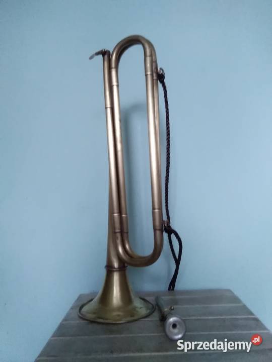 Stara mosiężna trąbka sygnałowa z lat 30 tych Instrumenty dęte