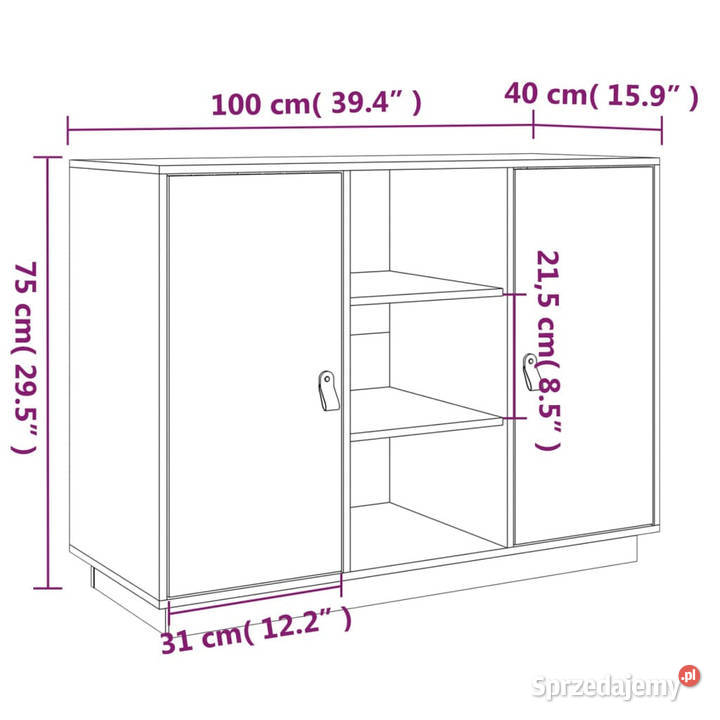 Komoda szara 100x40x75 lite drewno sosnowe Komody Warszawa