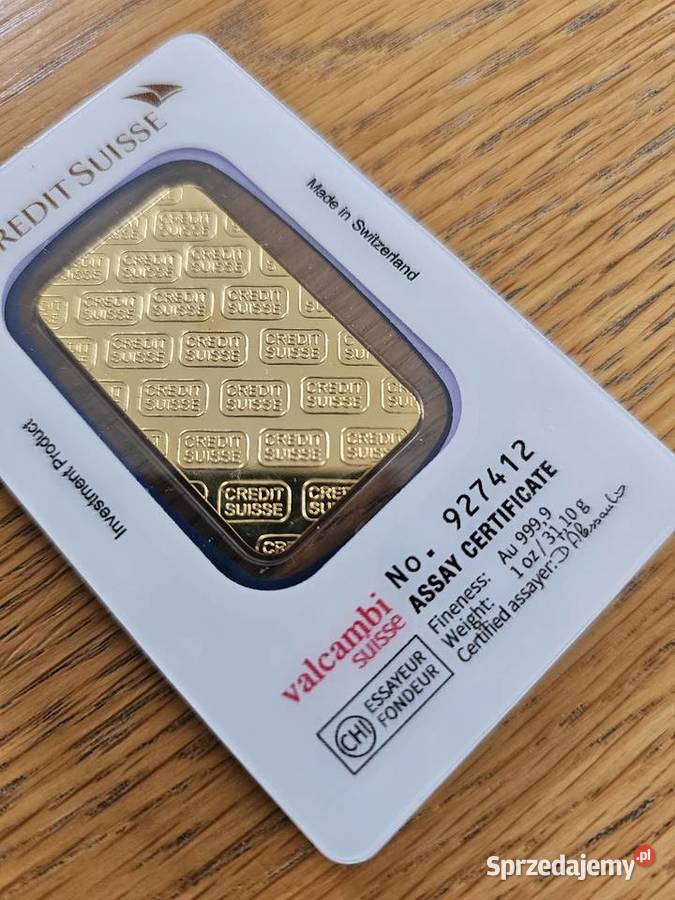 sztabka złota imitacja 1 uncja CREDIT SWISS mazowieckie