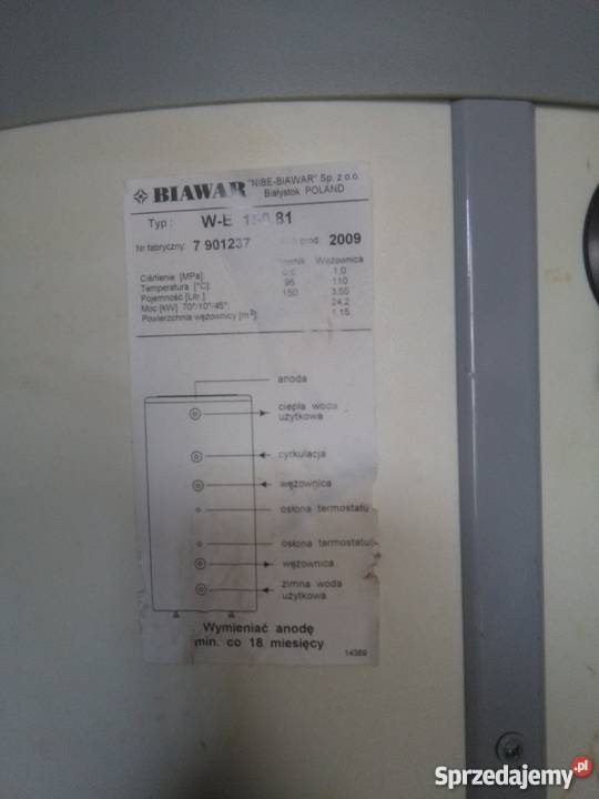 Bojler biawar 150l stojący Pozostałe Piaseczno