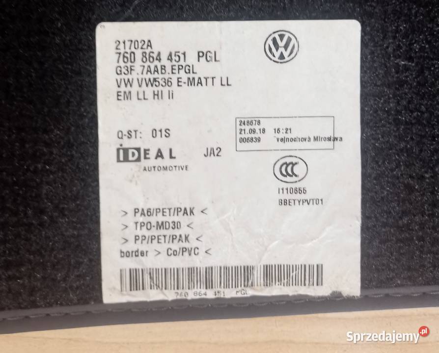 Welurowe dywaniki Vw Touareg III 2018 Wołczyn