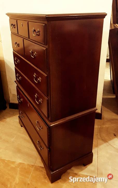 Komoda wysoka Drexel drewniana stylizowana złote lubelskie Lublin