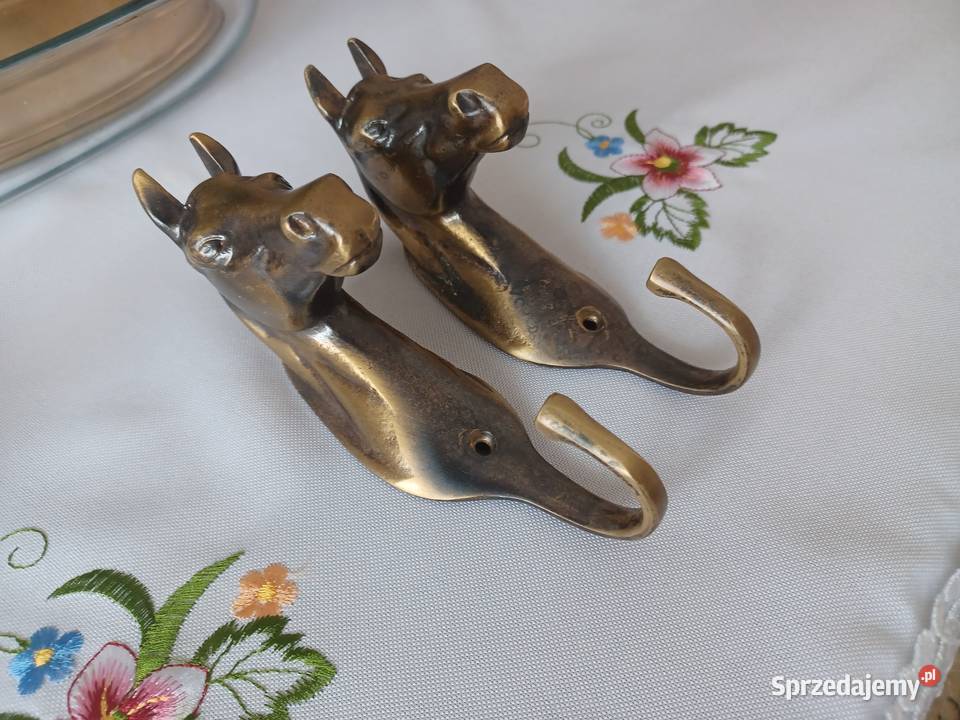 Głowa konia Mosiężny masywny wieszak Kolekcja wielkopolskie Poznań