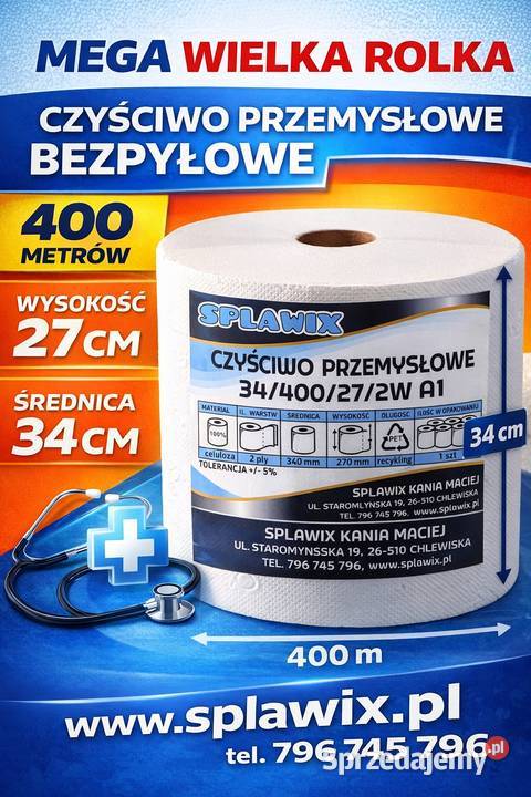 Czysciwo bezpyłowe 200m big rolka mocne atest