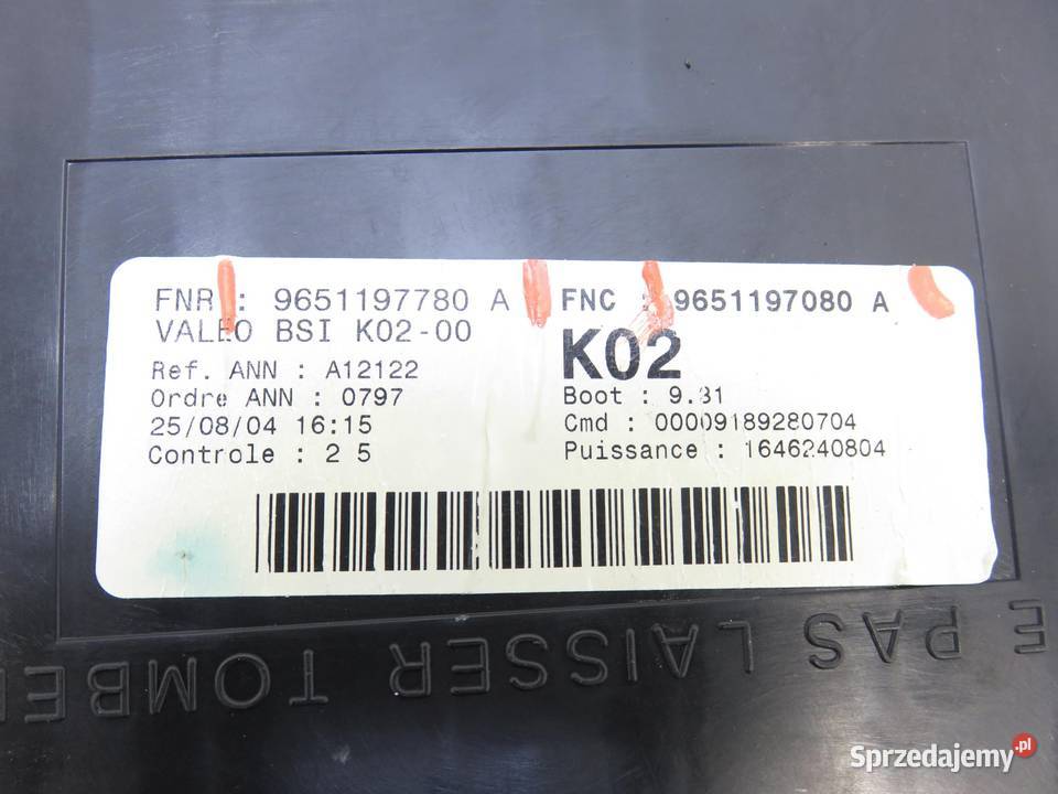 BSI PEUGEOT 307 3AC 14 HDi 9651197780A