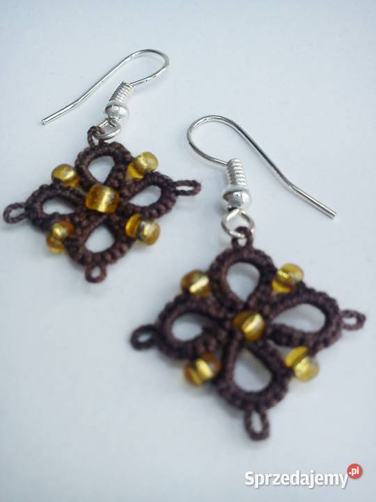 Kolczyki frywolitkowe Wiśniowa sprzedam