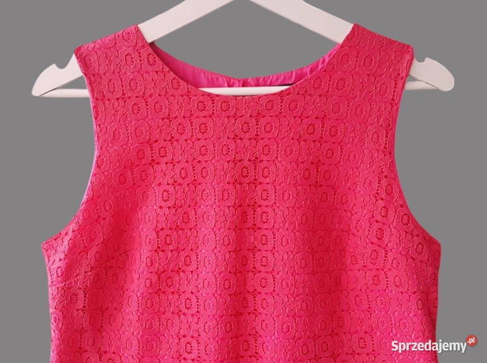 Damska elegancka bluzka koronkowa różowa bez Inny materiał sprzedam