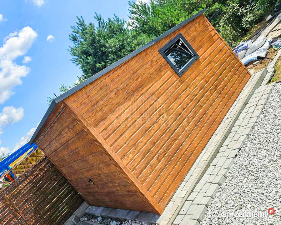 Garaż blaszany 3x4m brama uchylna okno