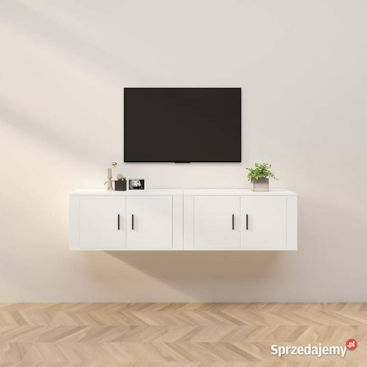 Wiszące szafki telewizyjne 2 białe 80x345x40