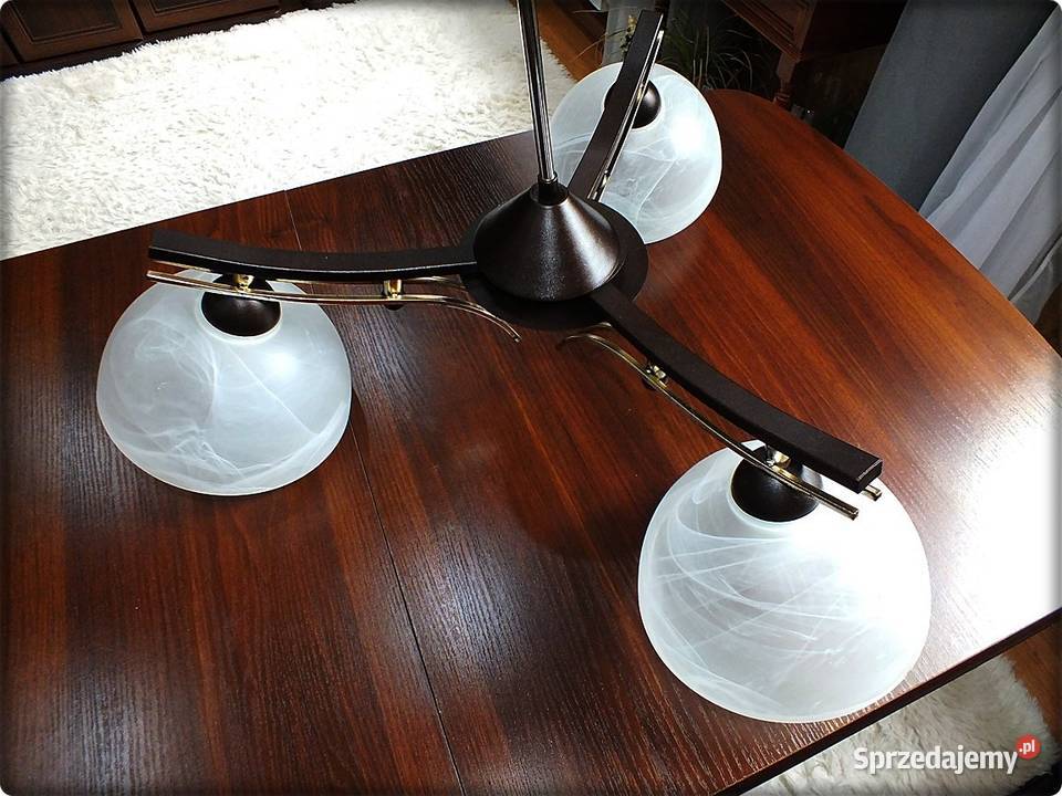 Lampa sufitowa 3ramienna ciemne drewno Salon lubuskie Żary sprzedam