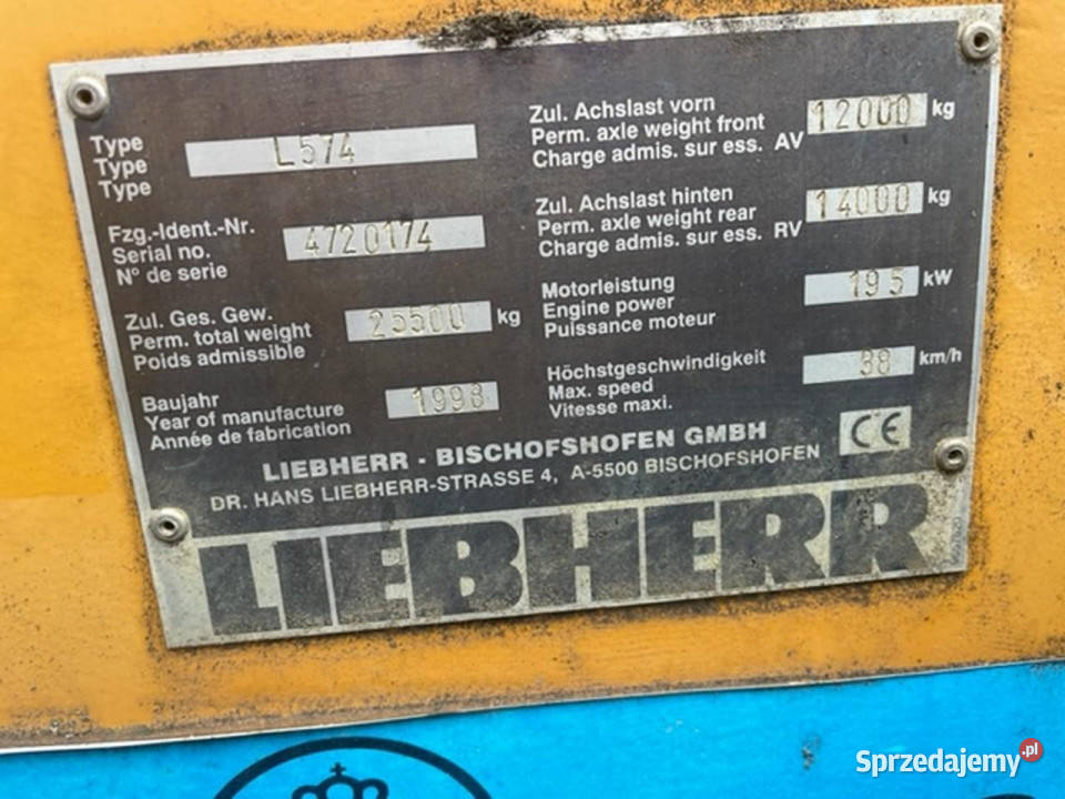 Przekładnia Liebherr PVG 350 B 384 Liebherr L564 wielkopolskie Jastrzębniki
