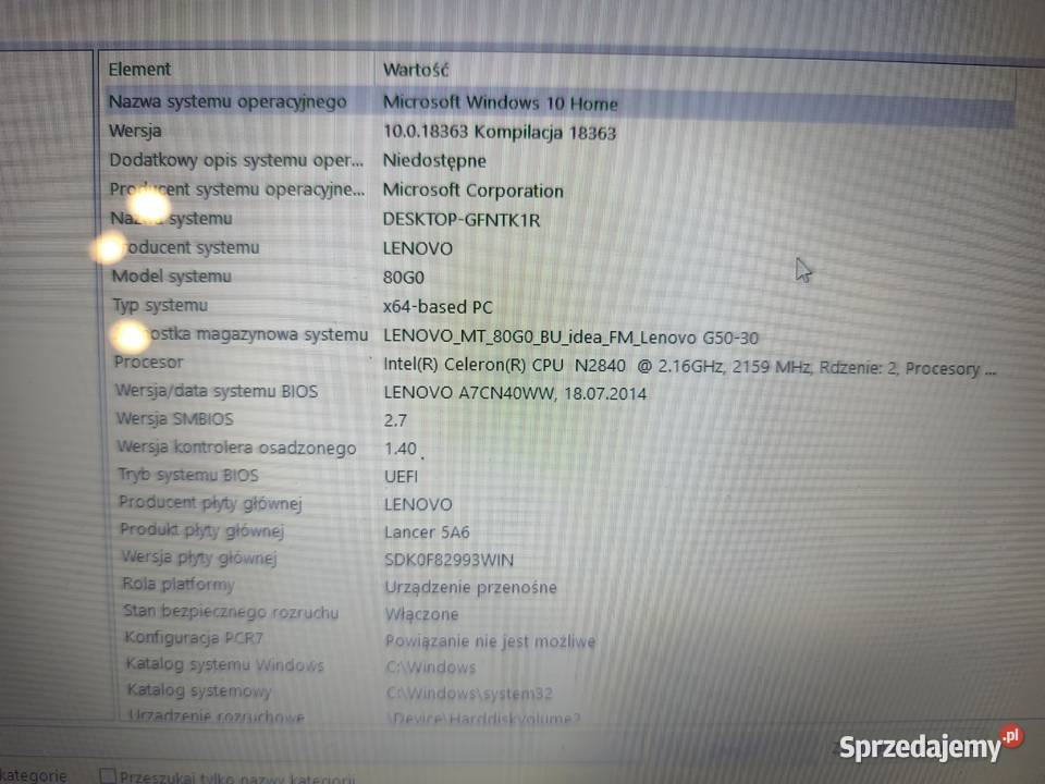Laptop Lenovo g5030 Pozostałe śląskie Bytom sprzedam