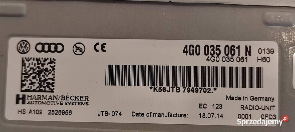 AUDI Q5 8R RADIO 4G0035061N