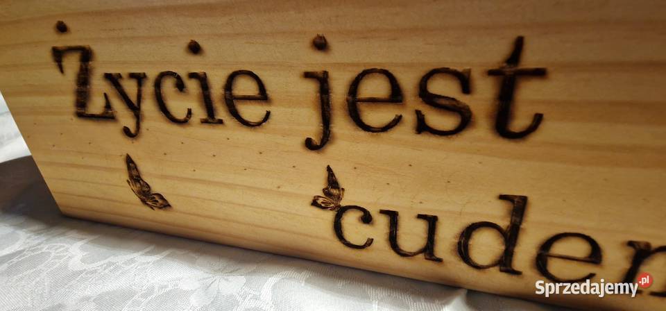 Świecznik świerkowy z grawerem Życie jest cudem Sępopol